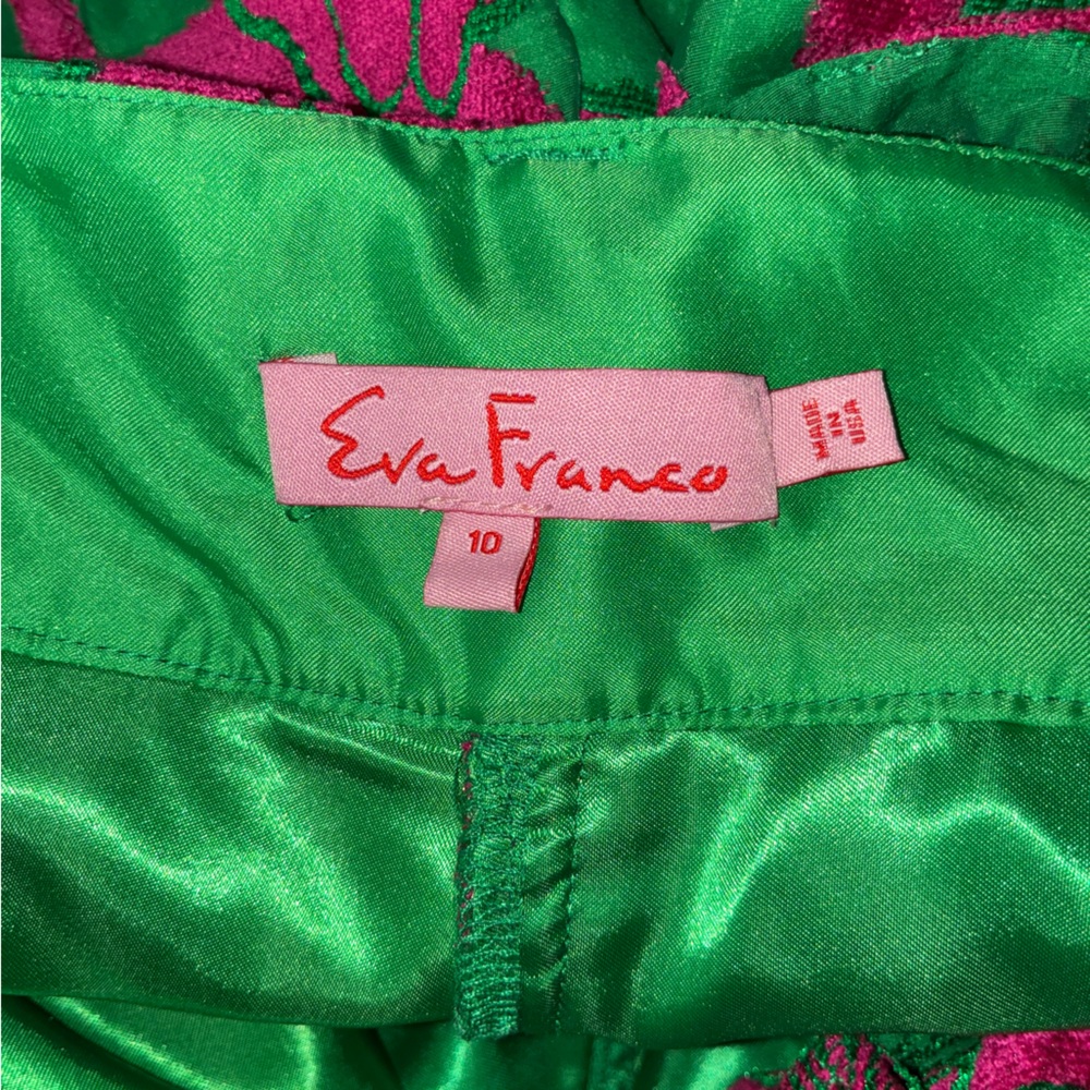 Eva Franco Green Pink Floral Wide-Leg Salinger Pants NEWChemile Bloom 10 No Tag - Picture 2 of 14